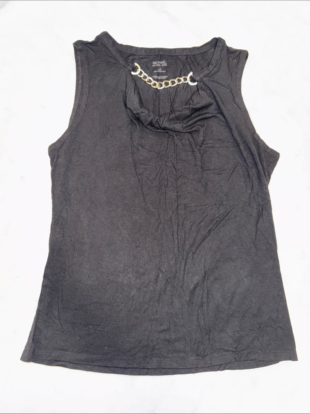 Michael Kors Black Tank with Silver Chain Accent